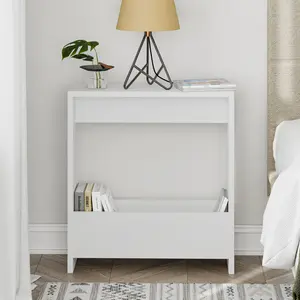 Beeler Modern Slim Compact Side Table White