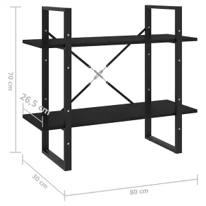 Berkfield 2-Tier Book Cabinet Black 80x30x70 cm Solid Pine Wood