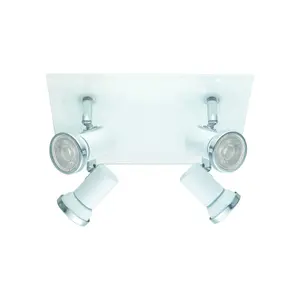 Wall Flush Ceiling Light IP44 Bathroom Colour White Chrome Bulb GU10 4x3.3W Incl