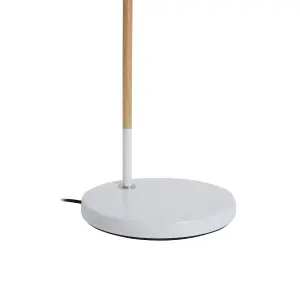 Interiors By Premier Slimline Design Of White Wood And Metal Floor Lamp, Sturdy And Stable Bedroom Lamp, Sleek Livingroom Lamp