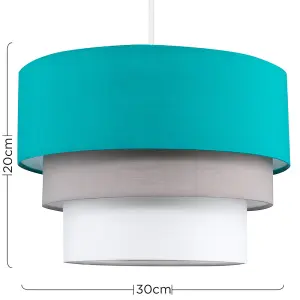 ValueLights Aztec Blue Ceiling Pendant Shade and B22 GLS LED 10W Warm White 3000K Bulb