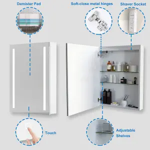 Neche LED Light Bathroom Mirror Cabinet - 450mm x 600mm