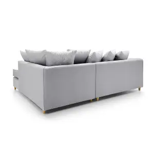 Chicago Velvet Right Facing Corner Sofa in Light Grey