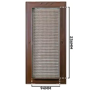 indoor louvre vent cover 90mm x  240mm with fly screen in brown