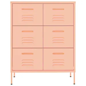 Berkfield Drawer Cabinet Pink 80x35x101.5 cm Steel