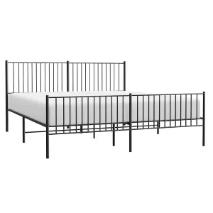 Berkfield Metal Bed Frame with Headboard and Footboard Black 200x200 cm