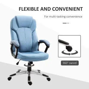 Vinsetto Linen Executive Office Chair Height Adjustable Swivel Chair, Blue