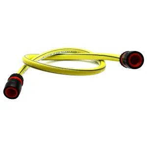 Garden Hose Pipe, Outdoor Tap to Reel Connection Set, 4 Layer Non-Toxic 1/2" Hose (Yellow, 5 m / 16.40 ft + 2 Quick Connectors)