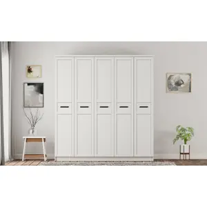 DAISY 5 Door Wardrobe, White Colour