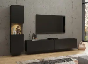 Elevate Your Entertainment Area: Ava 09 TV Unit for 75" TVs in Sleek Black - Organise & Style Your Living Room with Class