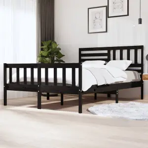 Berkfield Bed Frame Black Solid Wood 150x200 cm King Size