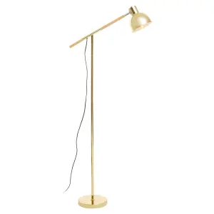 Interiors by Premier Shiny Brass Adjustable Floor Lamp, Convenient Office Lamp, Space-Saver Lamp, Rotating Bedroom Lamp