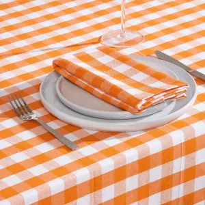 Homescapes Orange Block Check Cotton Gingham Tablecloth 137 x 137 cm