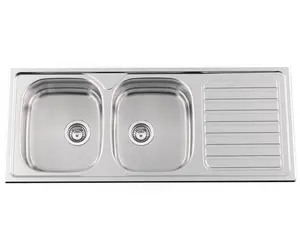 Clearwater Okio Double Bowl and Drainer Stainless Steel Kitchen Sink - 7510823