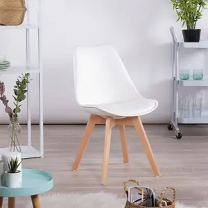 Nero Upholstered Dining Chair (Set of 2) White / Beech