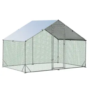 Costway 3M x 2M Chicken Coop Large Metal Spire-Shaped w/ Cover Walk-in Chicken Rabbits Ducks Cage