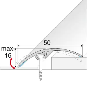 A65 50mm Anodised Aluminium Door Threshold Strip - Inox, 0.93m