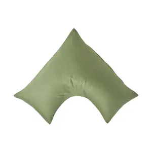 Homescapes Moss Green V Shaped Pillowcase Organic Cotton 400 Thread Count