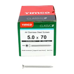 TIMCO Classic Multi-Purpose Countersunk A4 Stainless Steel Woodcrews - 5.0 x 70 (200pcs)