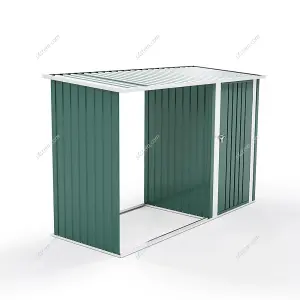 8 x 3 ft Garden Metal Furniture Storage Tool Shed with Pent Roof Lockable Door,Green