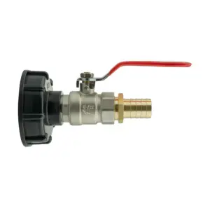 IBC 2 Inch S60X6 Cap Kit with Lever Valve 19 mm Brass Barb and PTFE Tape Leak Proof Liquid Control