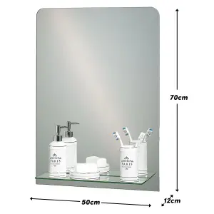 Showerdrape Rochester Rectangular Wall Mounted Frameless Bathroom Mirror 70 x 50cm