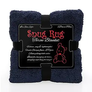 Snug Rug Blanket Luxury Sherpa Fleece Sofa TV Throw Gift Blankets 127x178cm - Navy