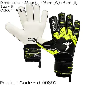 Size 6 Professional JUNIOR Goal Keeping Gloves Flat Cut BLACK/GREEN Keeper Glove