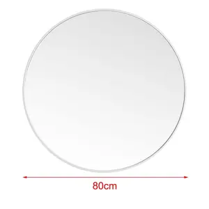 Baum Metal Flat Wall Mirror White / 80 cm H x 80 cm W