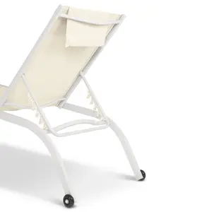 Bali Metal Reclining Sun Lounger Cream Set of 2