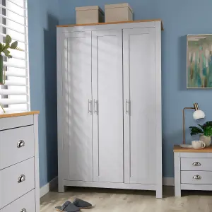 Home Source Camden 3 Door Bedroom Wardrobe Storage Unit Grey