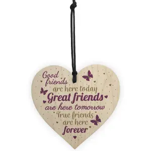 Red Ocean Best Friends Friendship Gifts Handmade Wood Heart Keepsake Sign Birthday Gift For Friend Keepsake