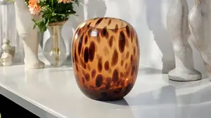 Leopard         Print         Glass         Vase         26cm