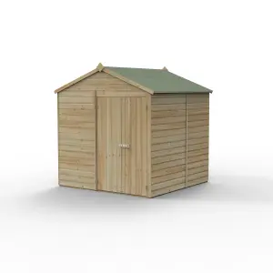 Forest Garden Beckwood Shiplap 7x7 ft Apex Natural timber Wooden Pressure treated 2 door Shed with floor (Base included) - Assembly service included