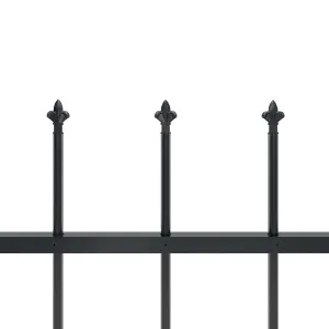 Berkfield Garden Fence with Spear Top Steel 15.3x1.2 m Black