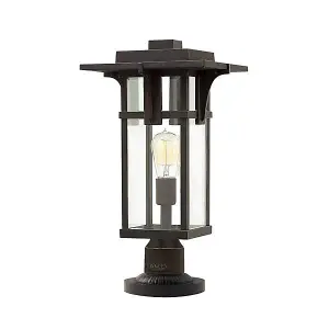 Luminosa Manhattan 1 Light Outdoor Pedestal Light Oil Rubbed Bronze IP44, E27