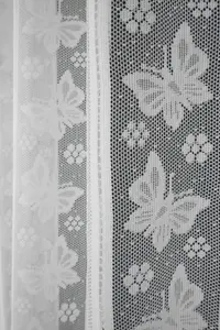 Home Curtains Butterfly Lace Louvre Blind 72w x 36d" (183x91cm) White Café top Louvre Blind (1)