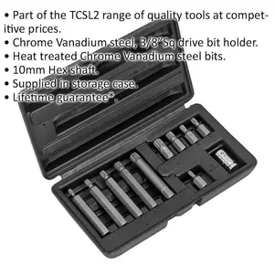 11pc SPLINE Socket & Bit Holder Set - 3/8" Square Drive Quick Change Short Long