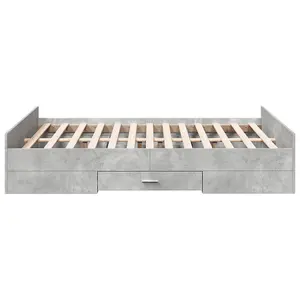 Berkfield Bed Frame with Drawers without Mattress Concrete Grey 140x190 cm