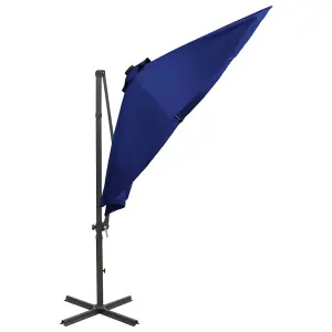 Berkfield Cantilever Umbrella with Pole and LED Lights Azure Blue 300 cm