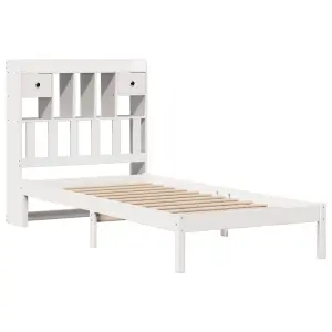 Berkfield Bookcase Bed without Mattress White 100x200 cm Solid Wood Pine