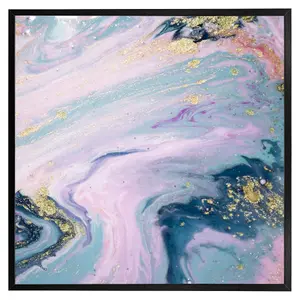 Pink & blue marble (Picutre Frame) / 12x12" / Black