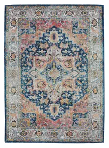 Blue/Multi Rug, Floral Persian Rug, Stain-Resistant Traditional Luxurious Rug for Bedroom, & Dining Room-71cm X 244cm (Runner)