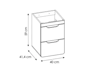 Cloakroom Vanity Unit Wall Hung with Drawer 400mm White Gloss Oak Bathroom Aruba