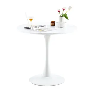 Kingsley Round Metal Base Dining Table White / 73cm H x 70cm W x 70cm D