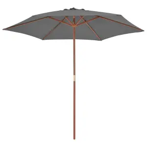 Berkfield Outdoor Parasol with Wooden Pole 270 cm Anthracite