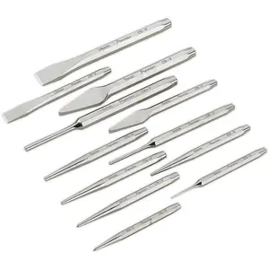 12-Piece Premium Punch and Chisel Set - Durable Chrome Vanadium Steel Tools