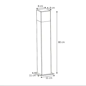 CGC Dark Grey & White Cube Outdoor Garden Large Post Pathway Light