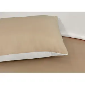 My Home Store Fridi Microfiber Reversible Duvet Cover Set Easy Care Non Iron Bedding Sets Beige / Super King Duvet Cover + 2 Standard Pillowcases