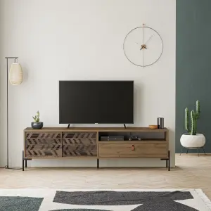 Decortie Dionysos Modern TV Unit Multimedia Centre with Storage TV Cabinet 170cm Dark Oak Effect